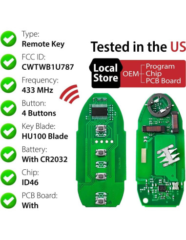 Control Remoto Llave Auto Keylessbest CWTWB1U787 4 Botones