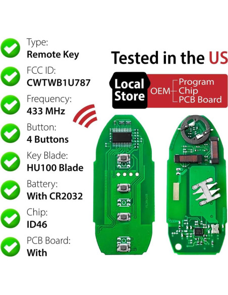 Control Remoto Llave Auto Keylessbest CWTWB1U787 4 Botones