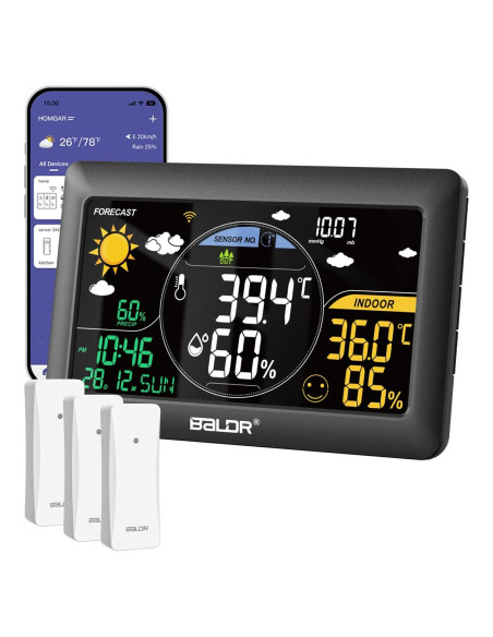 Estación Meteorológica WiFi BALDR con 3 Sensores y Pantalla 7.5"