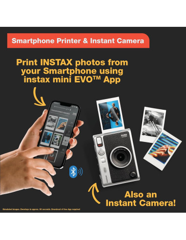 Cámara Instantánea Híbrida Fujifilm Instax Mini EVO Negra