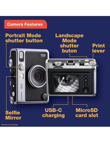 Cámara Instantánea Híbrida Fujifilm Instax Mini EVO Negra