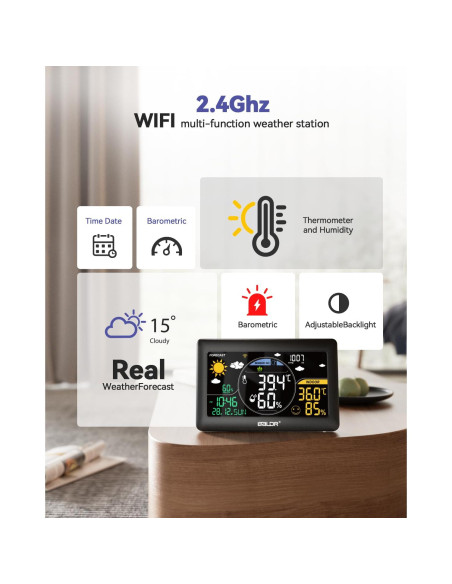 Estación Meteorológica WiFi BALDR con 3 Sensores y Pantalla 7.5"