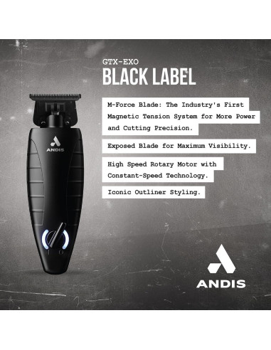 Recortadora Andis GTX-EXO Black Label Inalámbrica 1,01 kg