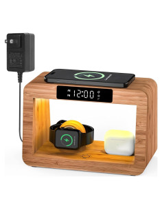 Estación de Carga Inalámbrica Qunfa 3 en 1 con Reloj