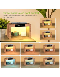 Estación de Carga Inalámbrica Qunfa 3 en 1 con Reloj 2