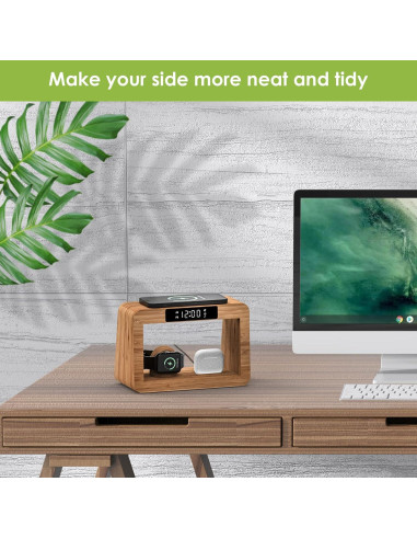 Estación de Carga Inalámbrica Qunfa 3 en 1 con Reloj