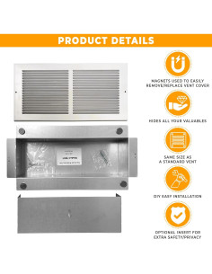 Caja Fuerte Oculta de Pared H.I.P.S. 34.3x11.4cm Blanca 2