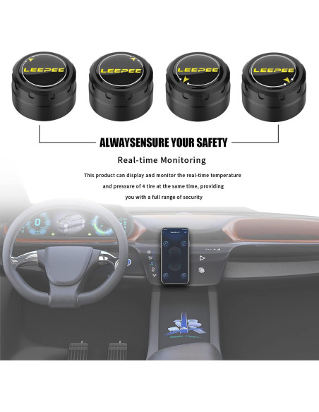 Sistema Monitoreo Neumáticos LEEPEE V101B, 4 Sensores TPMS