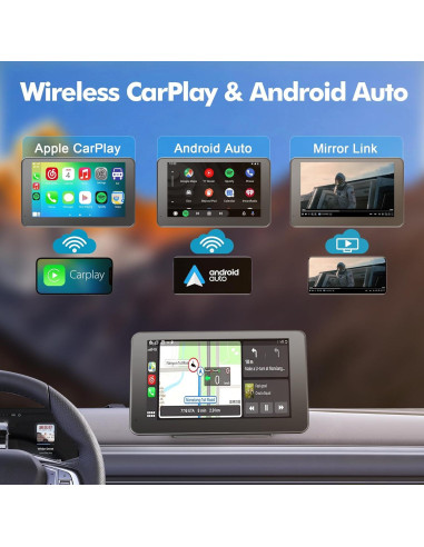 Hieha Pantalla Inalámbrica 7" Carplay y Android Auto