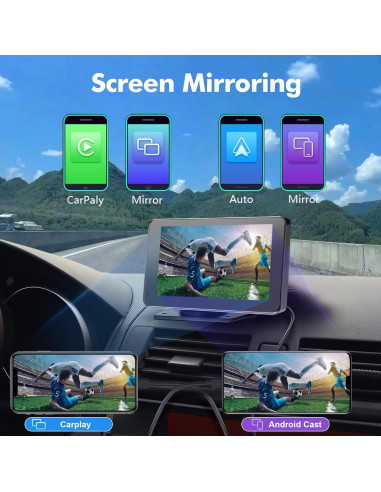 Hieha Pantalla Inalámbrica 7" Carplay y Android Auto