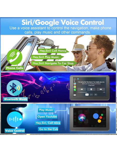 Hieha Pantalla Inalámbrica 7" Carplay y Android Auto