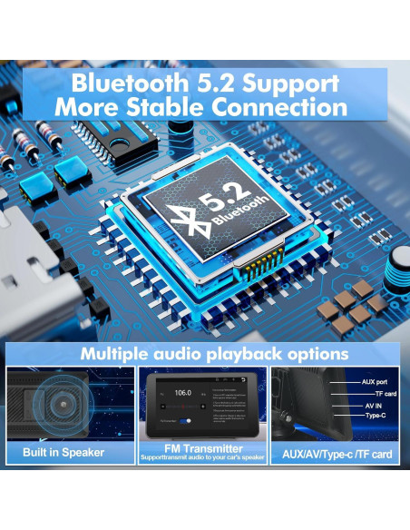 Hieha Pantalla Inalámbrica 7" Carplay y Android Auto