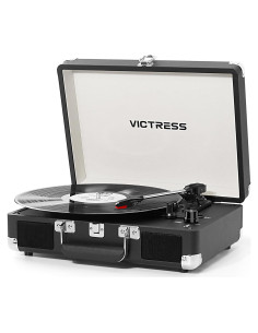 Reproductor de Vinilo VICTRESS TE-001F-BK Bluetooth 3 Velocidades