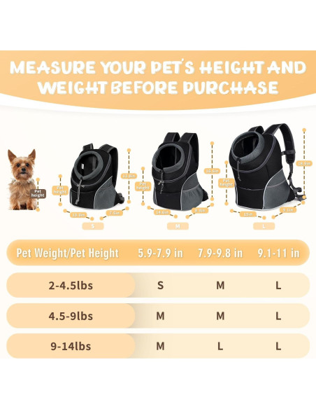 Mochila Transportadora para Perros YUDODO Negra M Ajustable