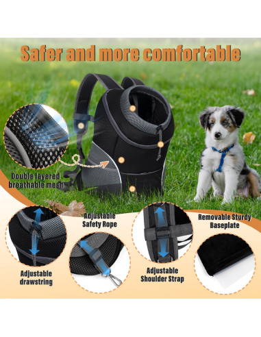 Mochila Transportadora para Perros YUDODO Negra M Ajustable