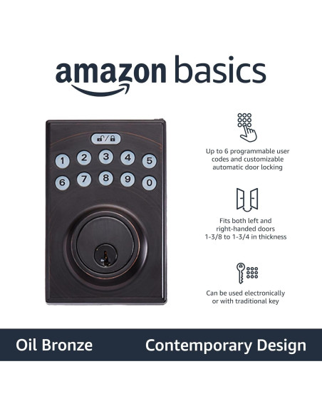 Cerradura Electrónica Amazon Basics PL1S3910 Teclado Táctil