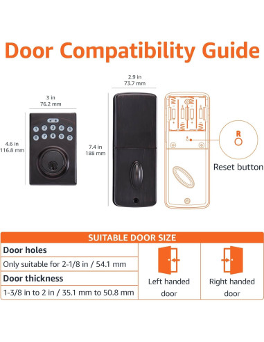 Cerradura Electrónica Amazon Basics PL1S3910 Teclado Táctil