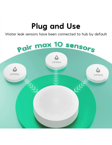 Detector de Fugas de Agua WiFi Winees S1 Lite, Alarma 100dB