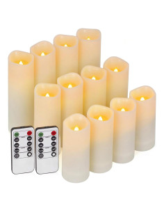 Set 12 Velas LED Sin Llama WIN WAY FUTURE 5-15 cm Control Remoto