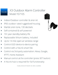 Controlador de Alarma Exterior YoLink X3 130dB Batería 10 Años 2