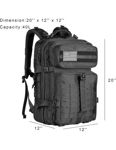 Mochila Táctica Himal Outdoors 40L Molle Negra