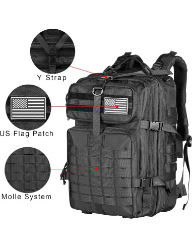 Mochila Táctica Himal Outdoors 40L Molle Negra
