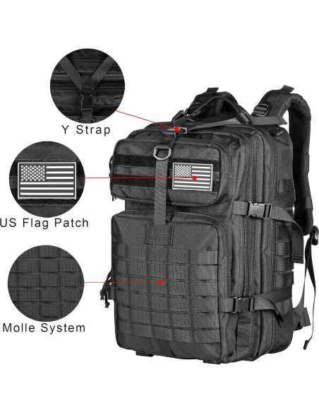 Mochila Táctica Himal Outdoors 40L Molle Negra