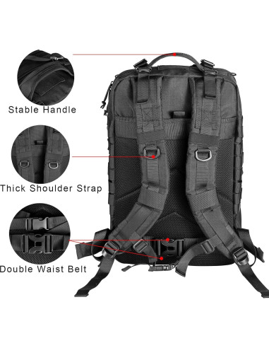 Mochila Táctica Himal Outdoors 40L Molle Negra
