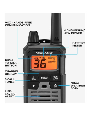 Radios de Dos Vías Midland T290VP4 GMRS 36 Canales