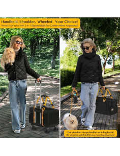 Transportín para Gatos PAWZIDEA Rodante 45x28x28cm Negro 2