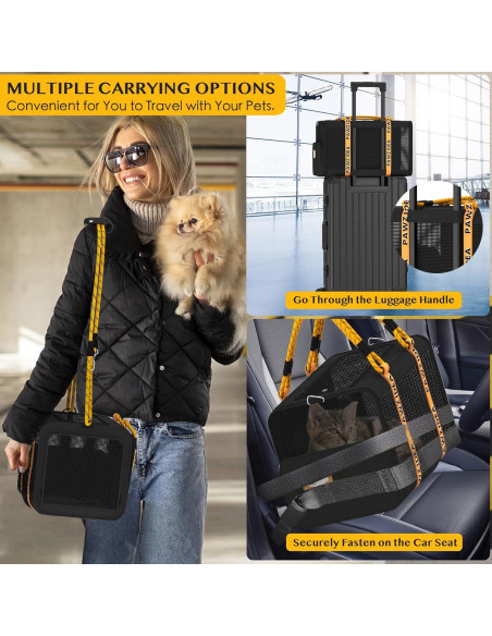 Transportín para Gatos PAWZIDEA Rodante 45x28x28cm Negro