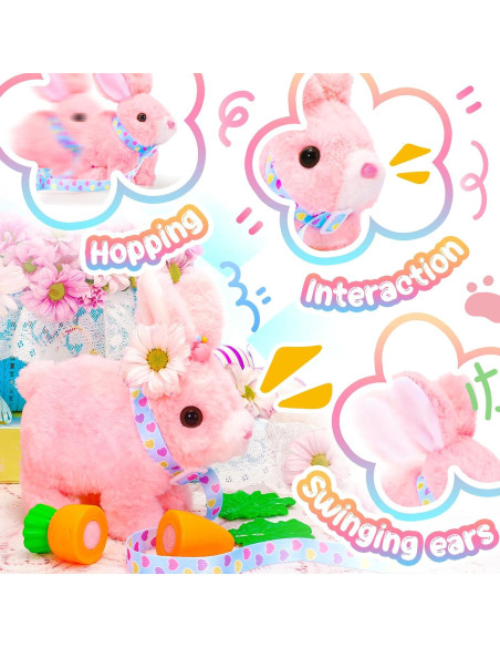 Conejo de Peluche Tagitary Interactivo Rosa 16x14x8cm