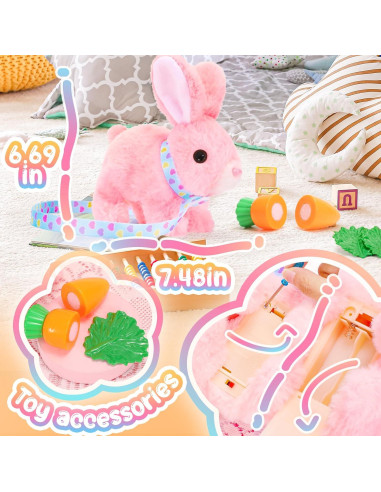 Conejo de Peluche Tagitary Interactivo Rosa 16x14x8cm