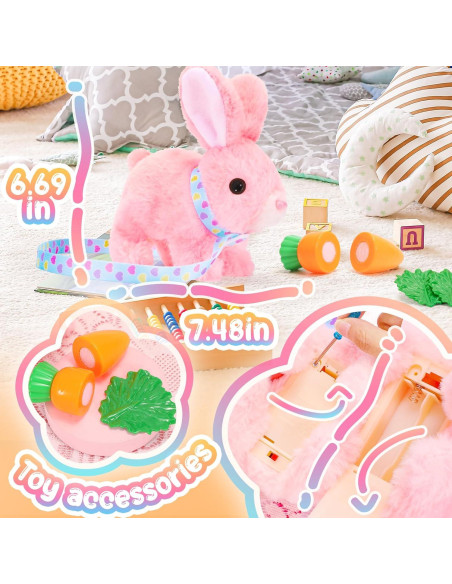 Conejo de Peluche Tagitary Interactivo Rosa 16x14x8cm