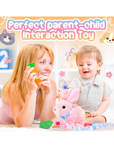 Conejo de Peluche Tagitary Interactivo Rosa 16x14x8cm