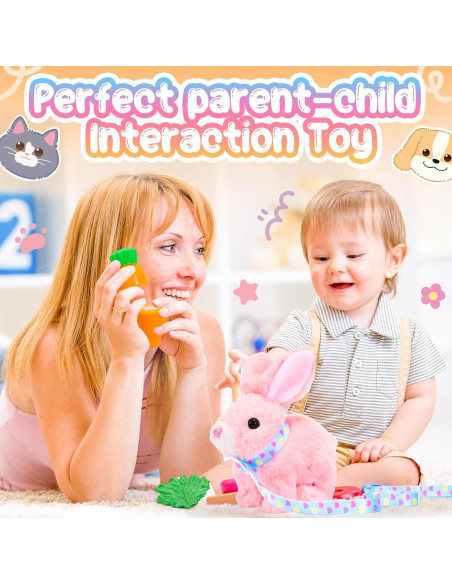 Conejo de Peluche Tagitary Interactivo Rosa 16x14x8cm