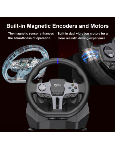 Volante de Carreras PXN V9 Gen2 con 3 Pedales y Soporte APP