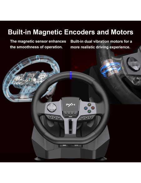 Volante de Carreras PXN V9 Gen2 con 3 Pedales y Soporte APP