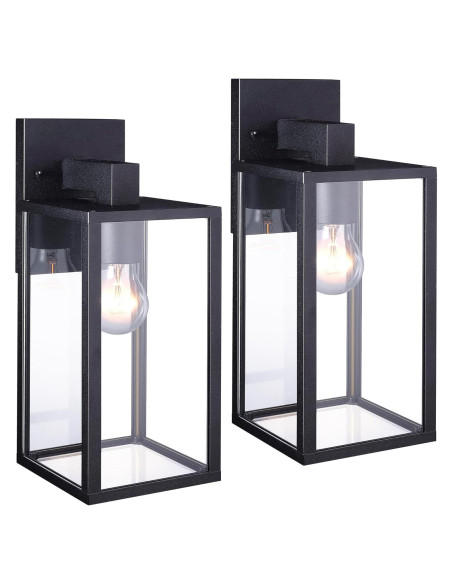 Lámpara de pared exterior EBIONBRIGHT negra mate 2 unidades