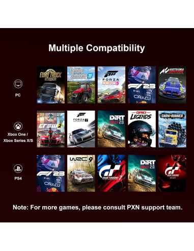 Volante de Carreras PXN V9 Gen2 con 3 Pedales y Soporte APP