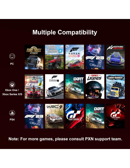 Volante de Carreras PXN V9 Gen2 con 3 Pedales y Soporte APP