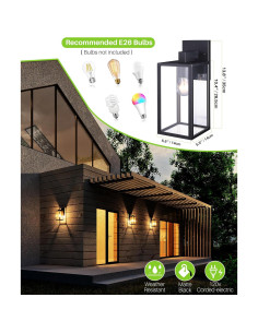 Lámpara de pared exterior EBIONBRIGHT negra mate 2 unidades 2