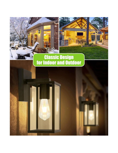 Lámpara de pared exterior EBIONBRIGHT negra mate 2 unidades