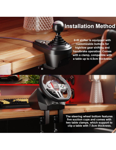 Volante de Carreras PXN V9 Gen2 con 3 Pedales y Soporte APP