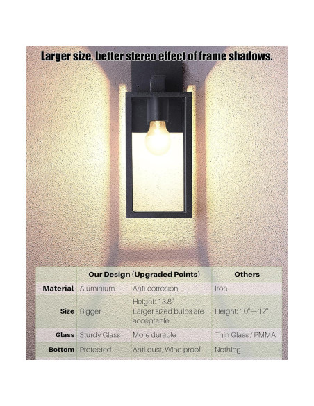 Lámpara de pared exterior EBIONBRIGHT negra mate 2 unidades