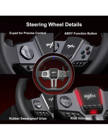 Volante de Carreras PXN V9 Gen2 con 3 Pedales y Soporte APP