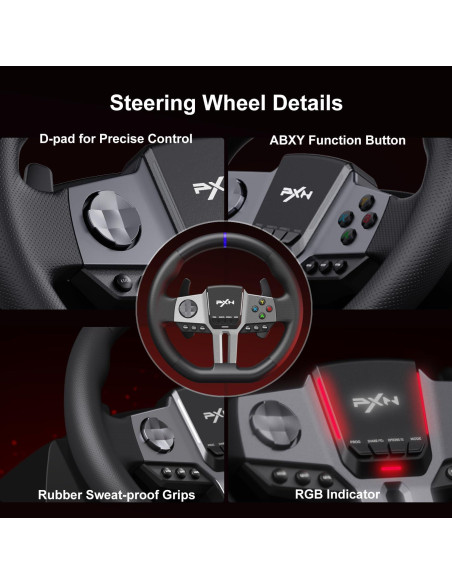 Volante de Carreras PXN V9 Gen2 con 3 Pedales y Soporte APP