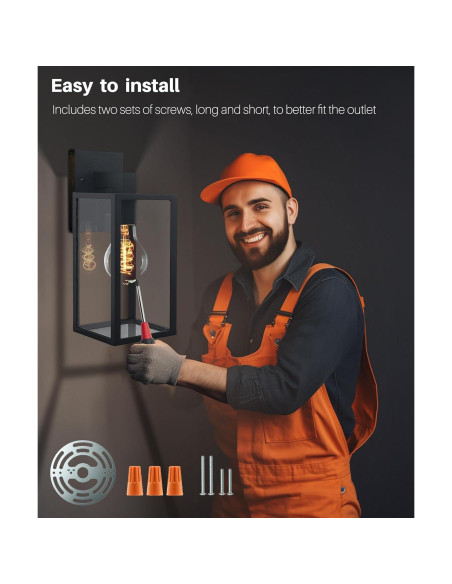 Lámpara de pared exterior EBIONBRIGHT negra mate 2 unidades