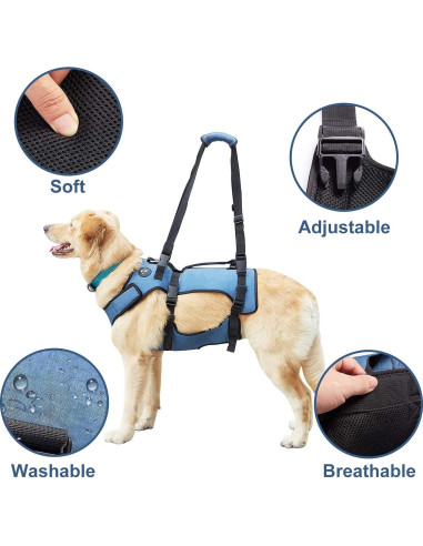 Arnés de Elevación para Perros Hanfu XL Azul Rehabilitación