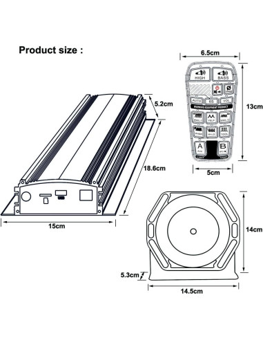 Kit Sirena y Altavoz Evershine 100W PA 12/24V MP3